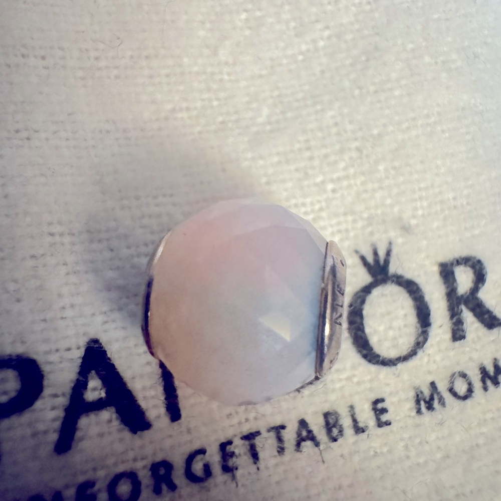 Authentic Pandora Opalescent Pink Geometric Facets Glass Charm